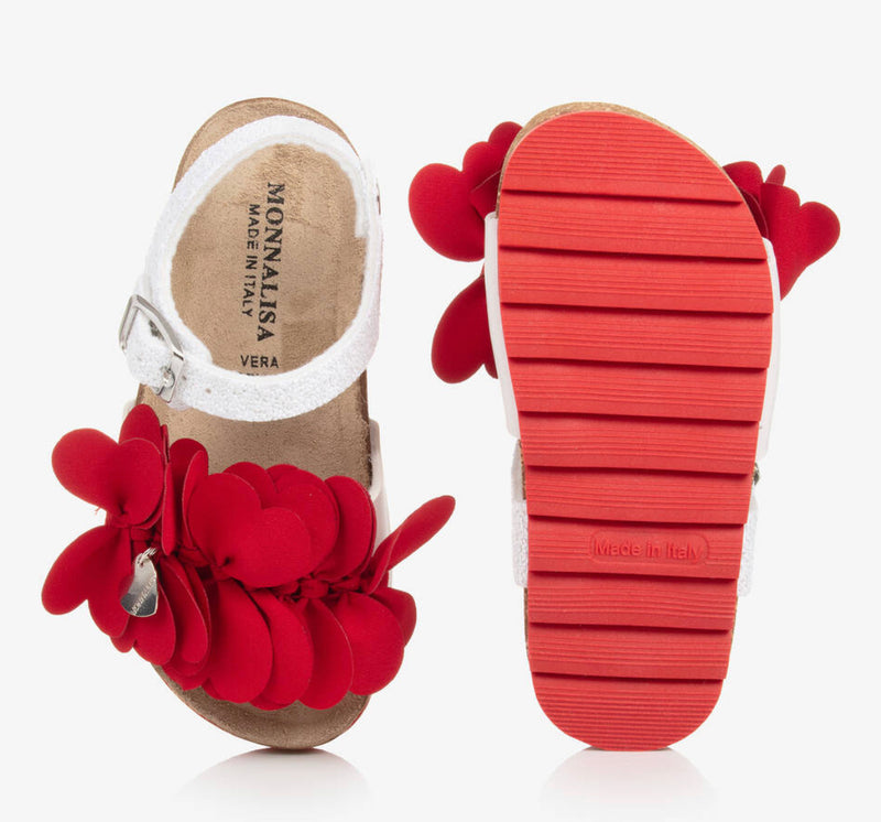 Monnalisa Red Floral Sandals