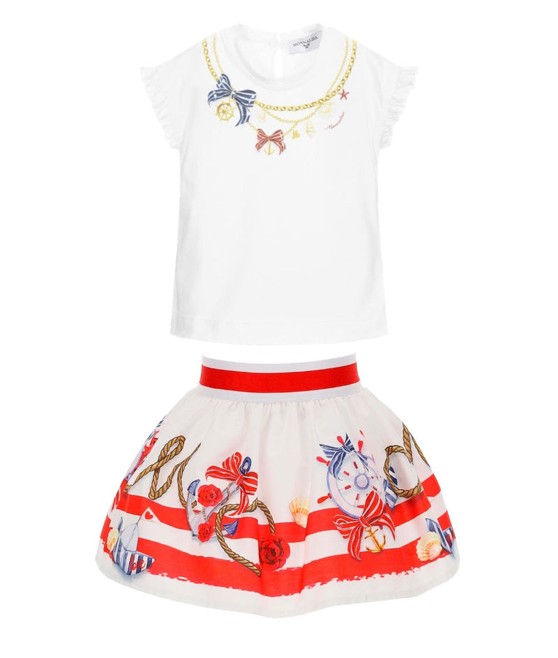 Monnalisa Bebe T-shirt and Skirt Set