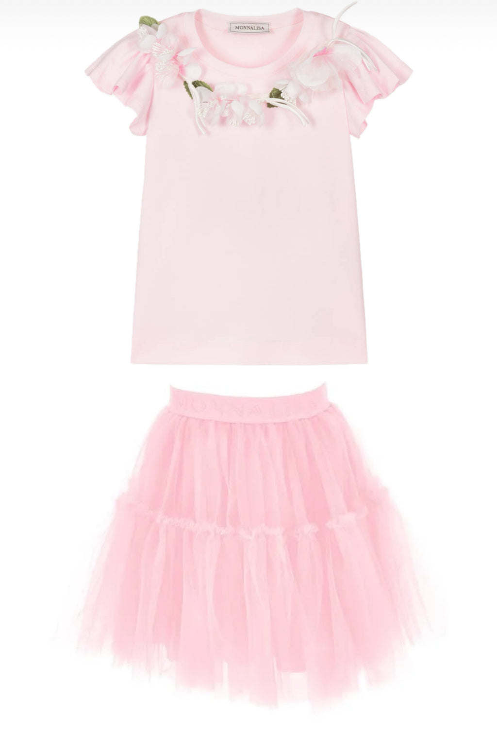 MONNALISA Tulle Pink Skirt and Top