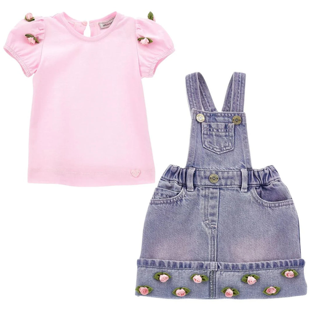 MMONNALISA Baby Denim Dungarees and Tshirt