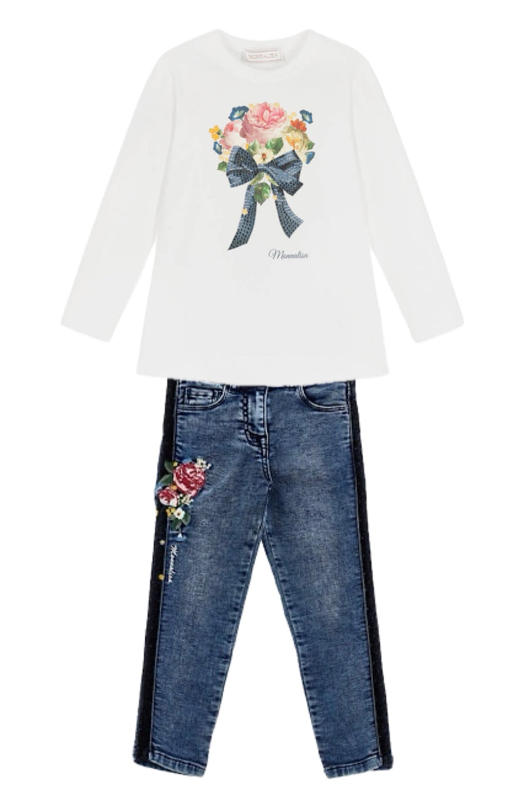 MONNALISA Floral Jeans Set