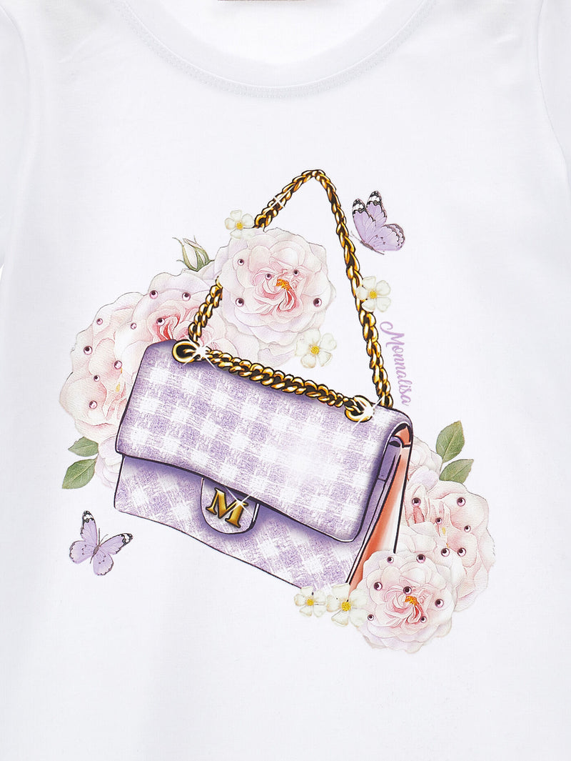 Monnalisa Lilac Handbag Tshirt