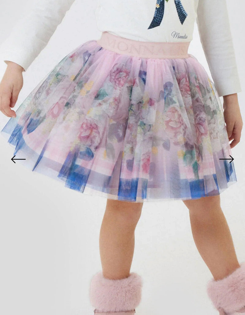 MONNALISA Floral Tulle Skirt