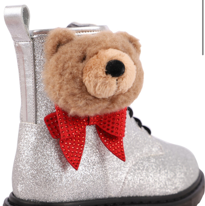 Monnalisa Silver Teddy Boots