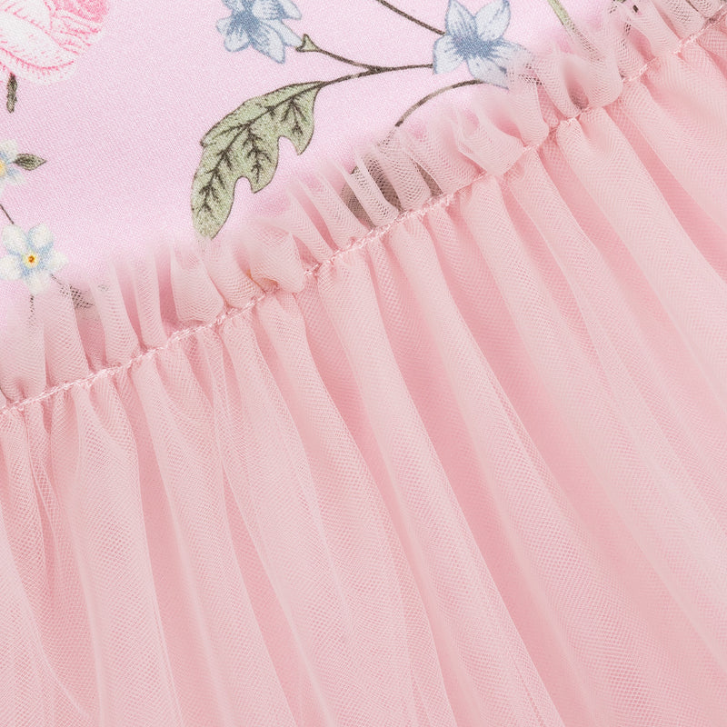 Monnalisa Pink Jersey and Tulle Dress