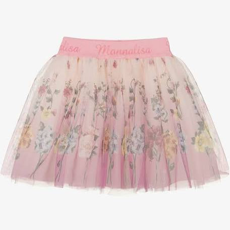MONNALISA Floral Tulle Skirt