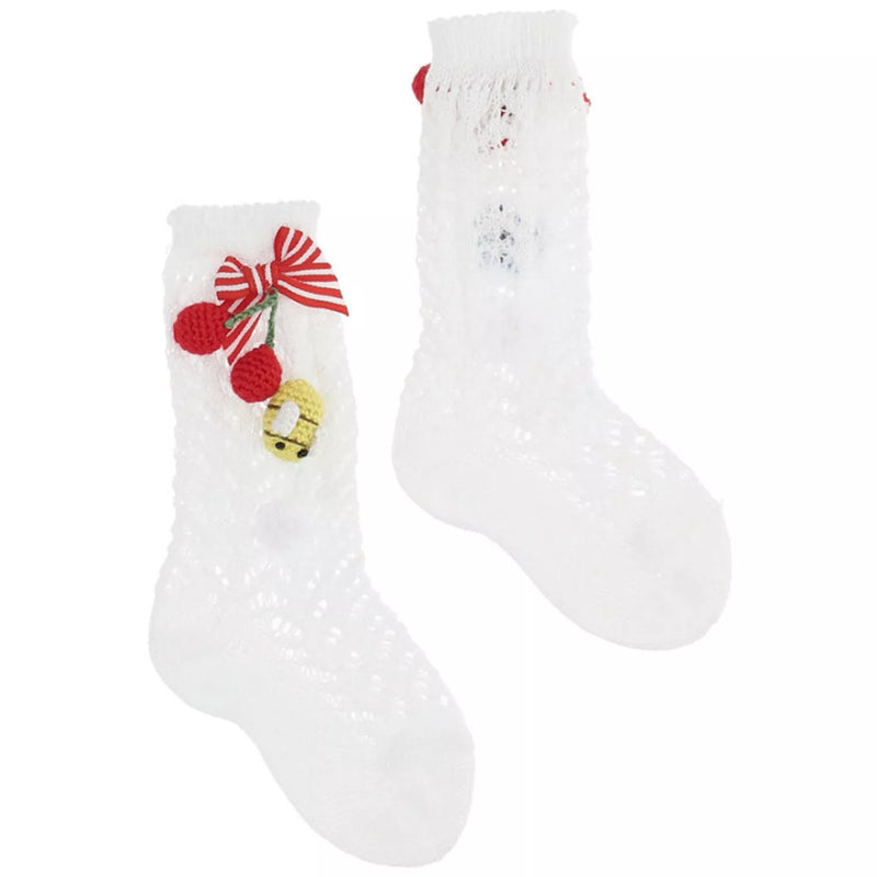 MONNALISA Baby White Cherry Socks