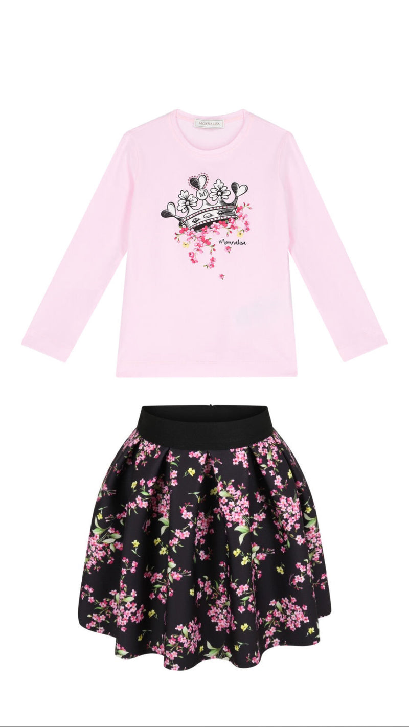 MONNALISA Floral Skirt and Top Set
