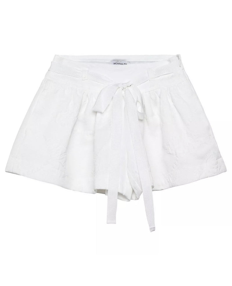 Monnalisa White Cotton Flared Shorts