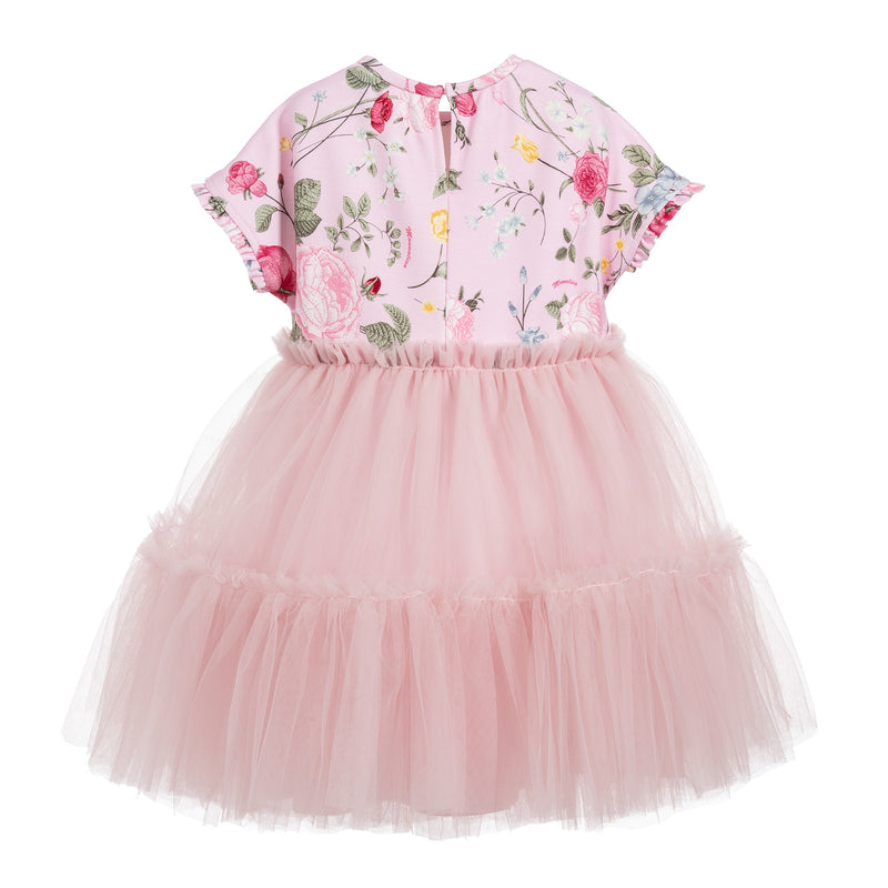 Monnalisa Pink Jersey and Tulle Dress