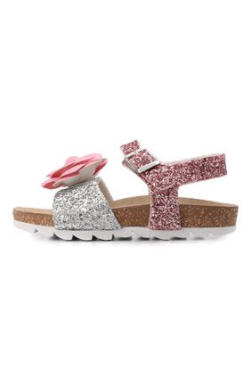 MONNALISA Glitter Floral Sandals